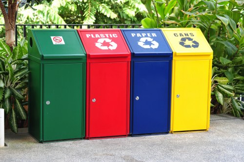 Street view of Holborn with bins and recycling signage